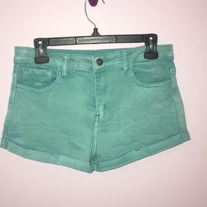 Teal High Waisted Jean Shorts